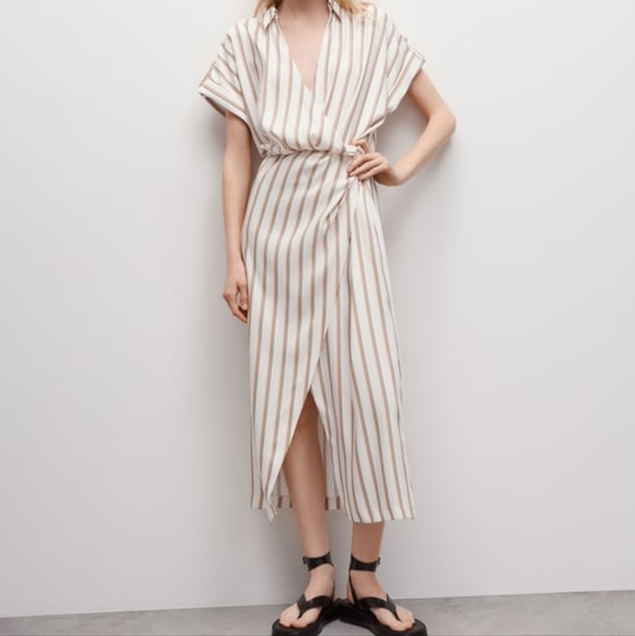 Zara Draped Dress- stripe pattern - Picture 1 of 6